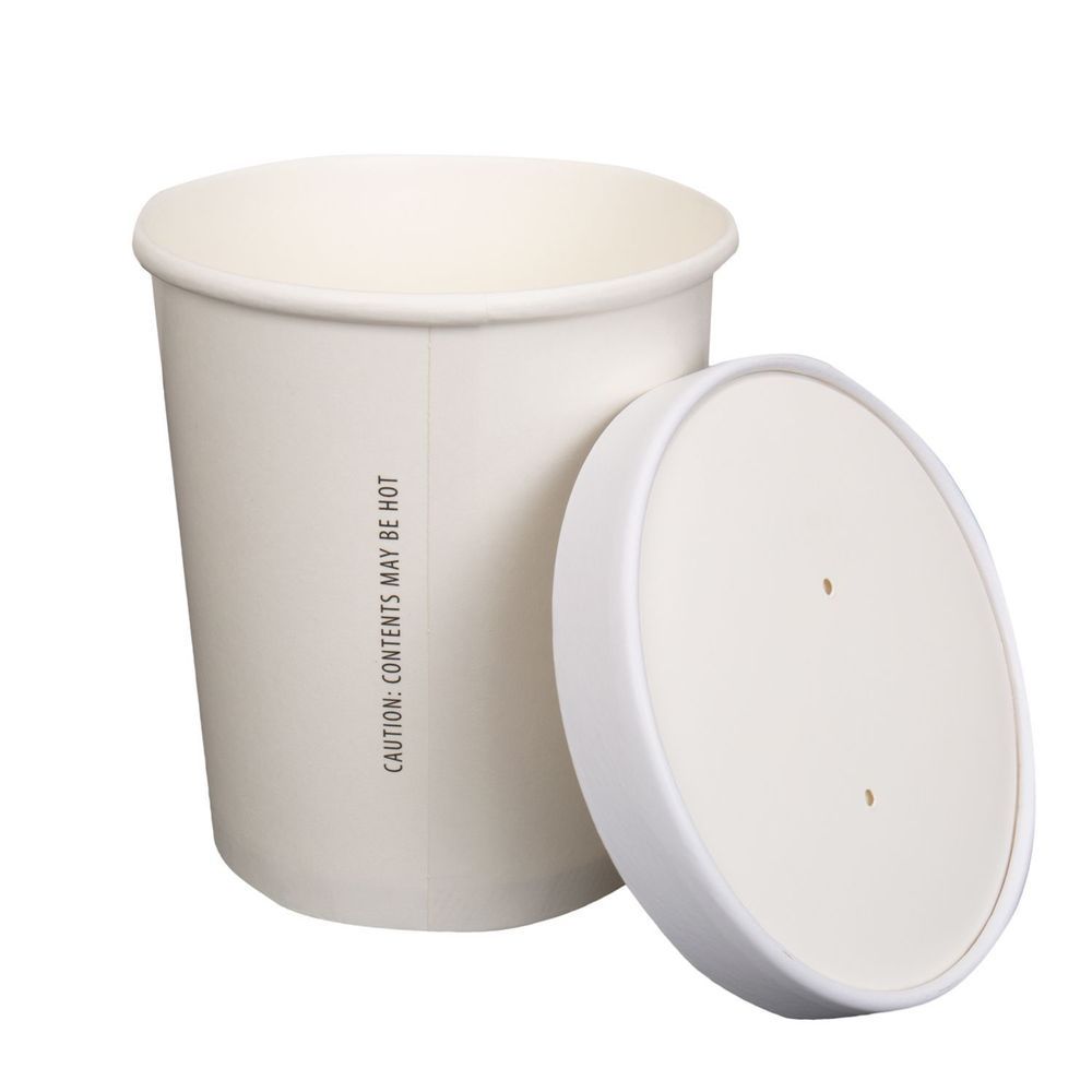 Prime Source White Cylindrical Hot Cold Paper Food Container, 32 Ounce Capacity -- 500 Per Case