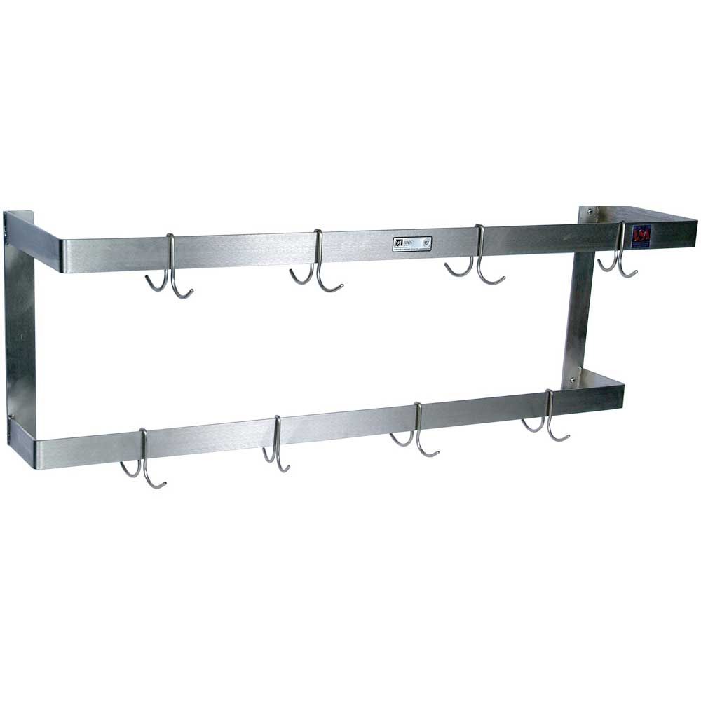 John Boos Wall Mount Double Bar Stainless Steel Pot Rack, 72 Inch