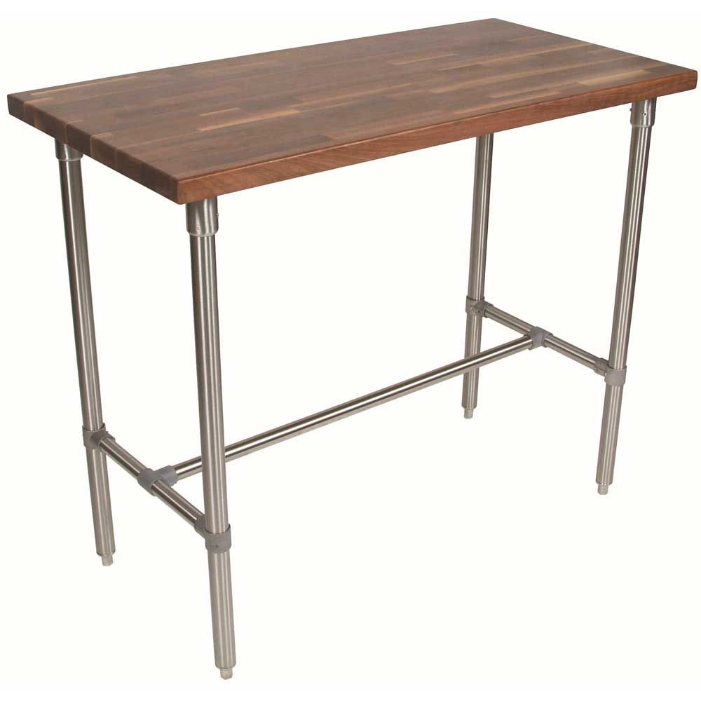 John Boos Cucina Classico In Walnut Utility Table With Locking Casters, 48 X 24 X 36 Inch