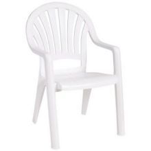 Grosfillex Pacific White Fanback Stacking Armchair -- 16 Per Case