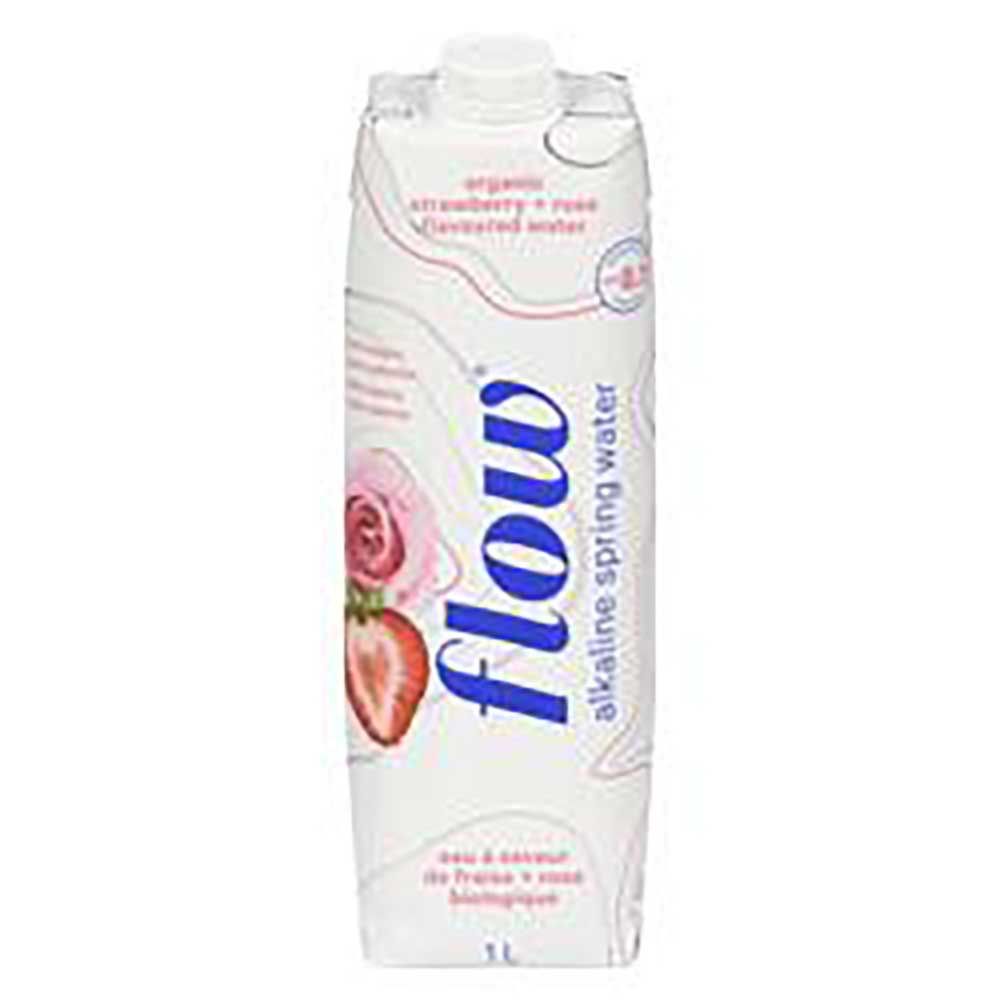 Flow Organic Strawberry Rose Spring Water, 1 L -- 12 Per Case
