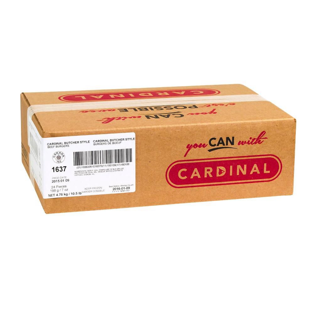 Cardinal Butcher Style Beef Burger, 198 G -- 24 Per Case