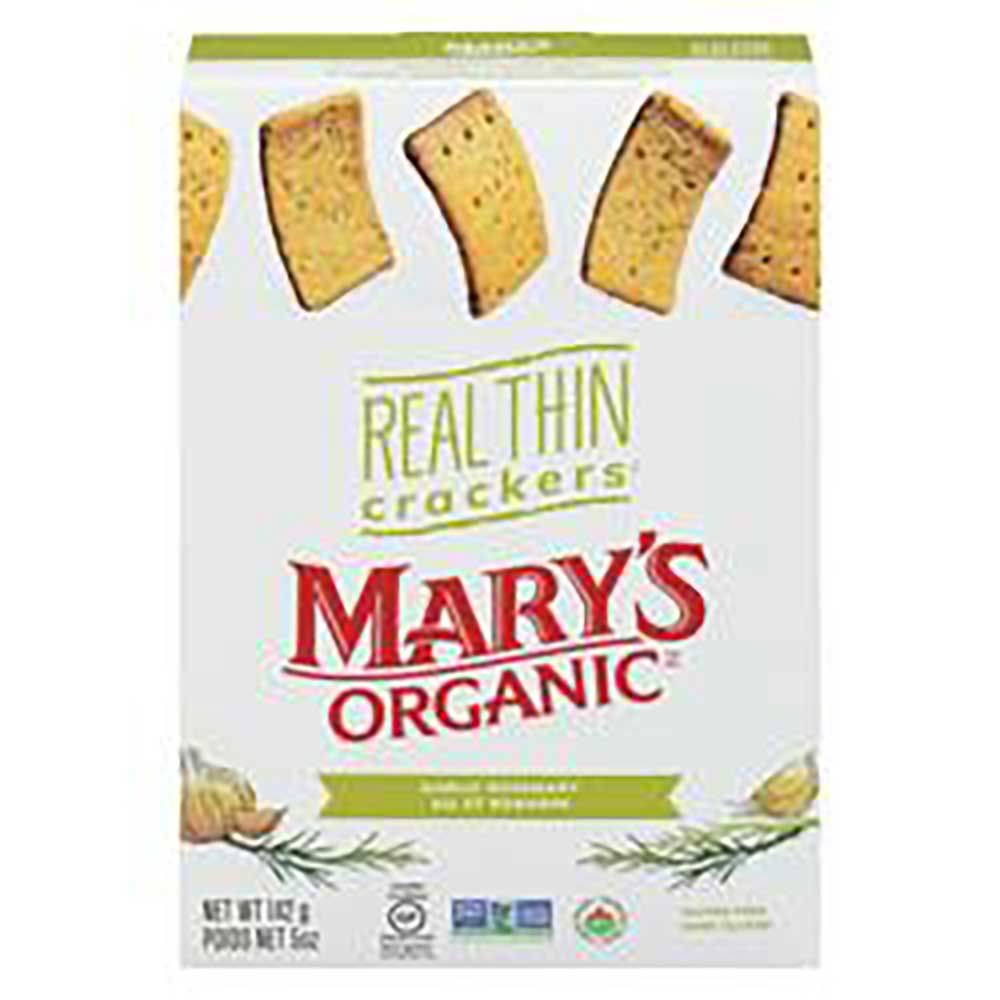 Mary's Organic Garlic Rosemary Real Thin Crackers, 142 G -- 6 Per Case