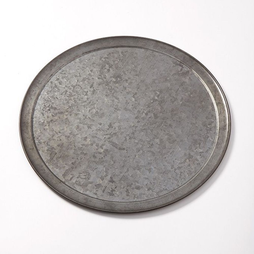 American Metalcraft Onyx Galvanized Steel 6mm Wide Rim Pan, 16 Inch Dia. X 3/8 Inch Height