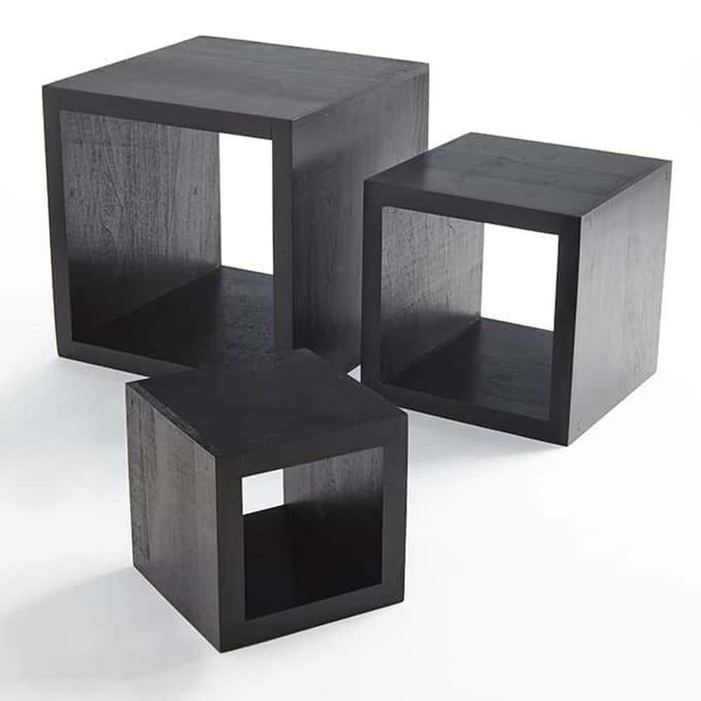 American Metalcraft Black Wood Square Riser Set, Set Of 3