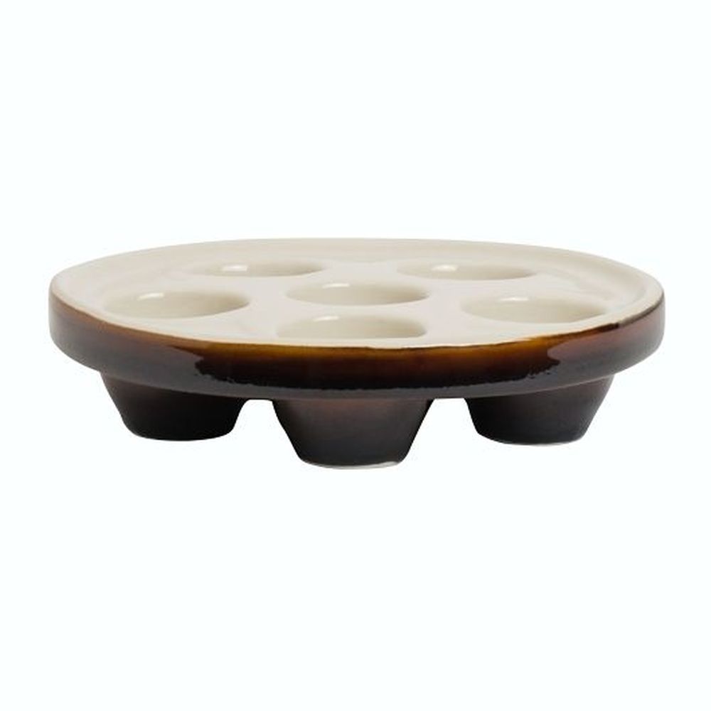 Hall China Lennox Brown/white 6 Compartment Escargot Dish, 12 Count