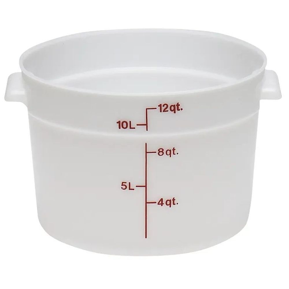 Cambro Camrounds Classic Series Natural White Poly Round Food Storage Container, 12 Quart Capacity -- 6 Per Case