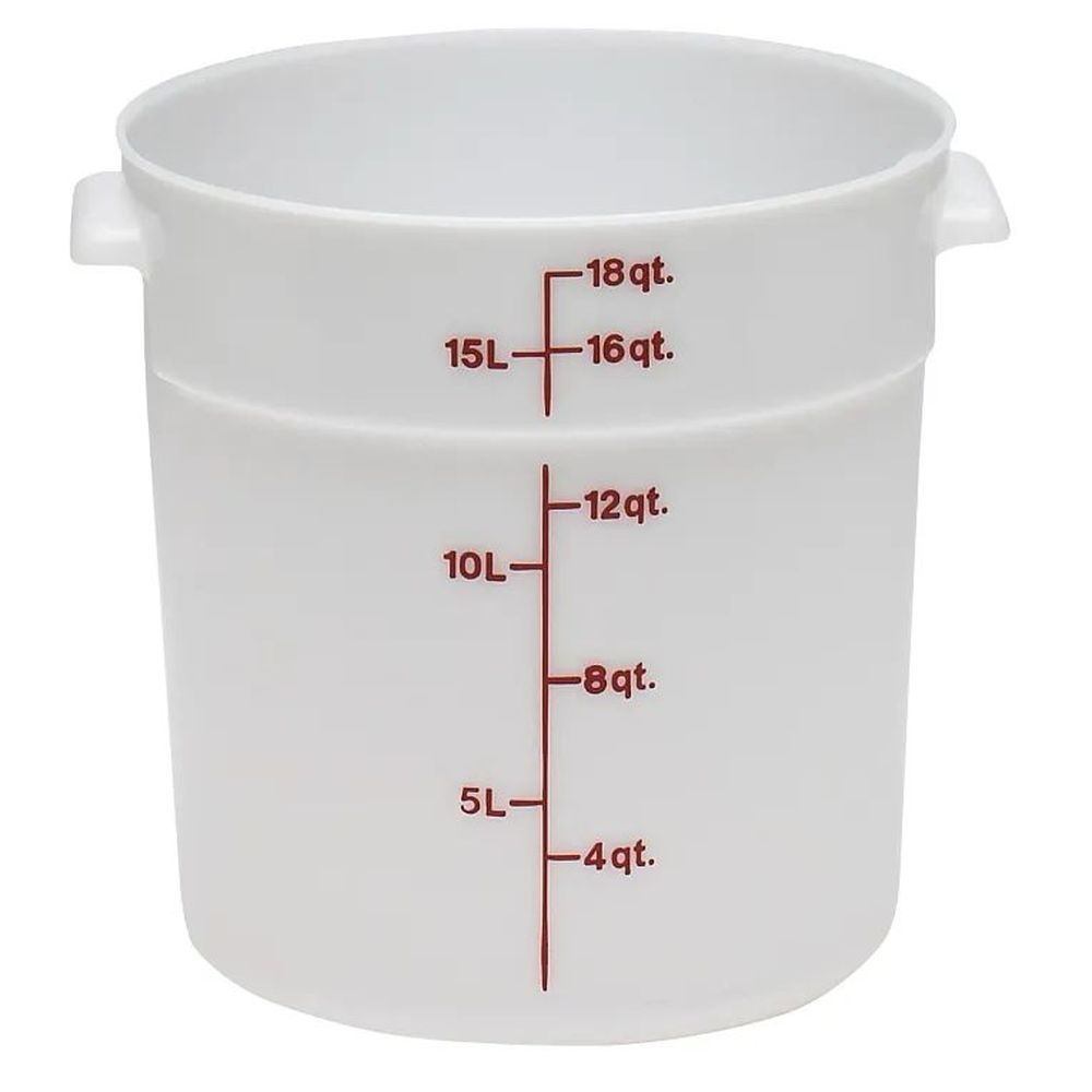 Cambro Camrounds Classic Series Natural White Poly Round Food Storage Container, 18 Quart Capacity -- 6 Per Case