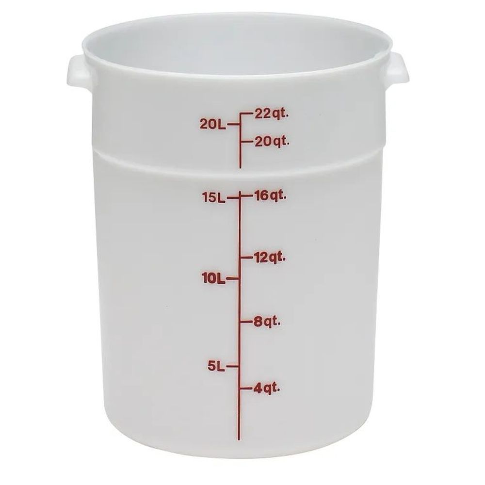 Cambro Camrounds Classic Series Natural White Poly Round Food Storage Container, 22 Quart -- 6 Per Case