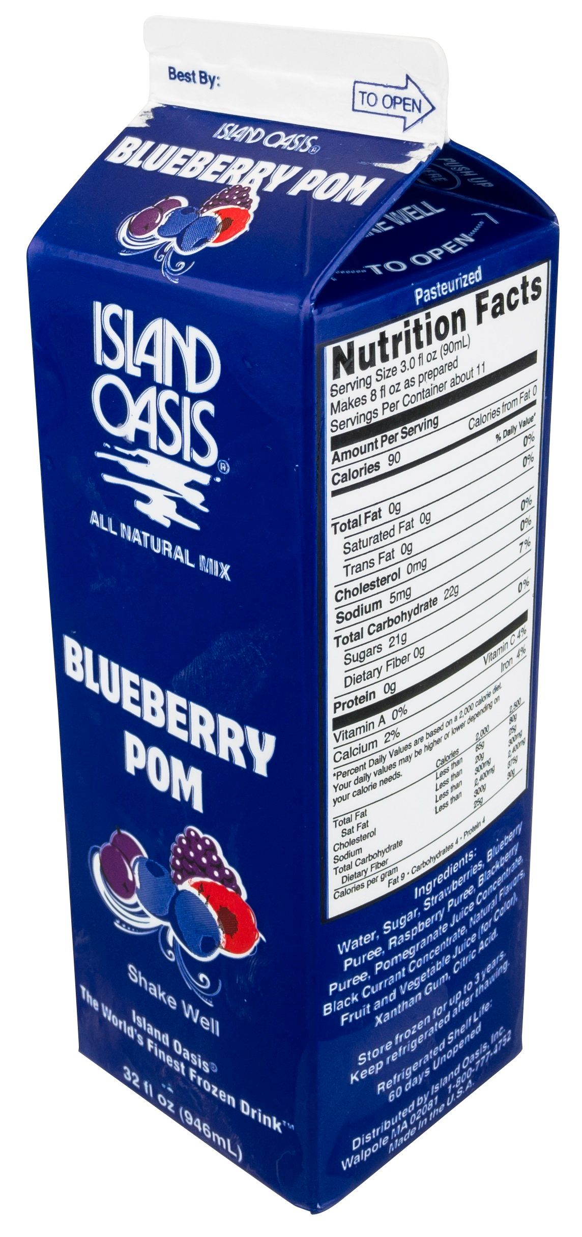Island Oasis Blueberry Pomegranate Beverage Mix, 32 Fluid Ounce -- 12 Per Case