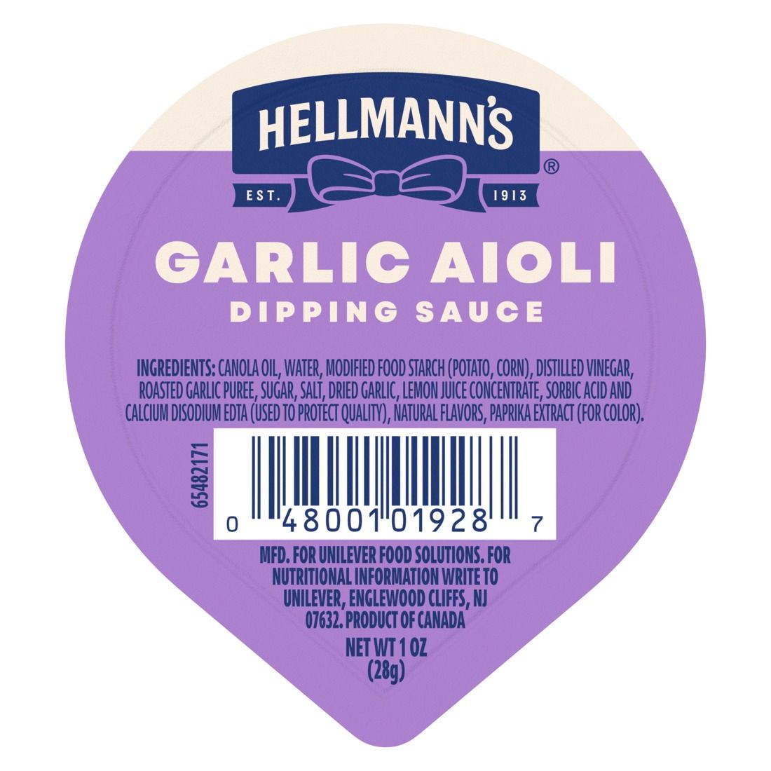 Hellmann's Real Garlic Aioli Single Serve Dip Cup, 1 Ounce -- 108 Per Case