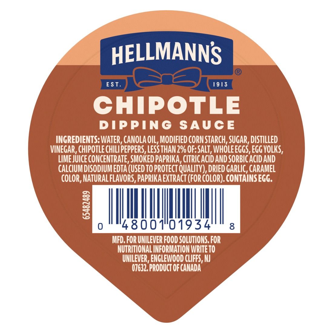Hellmann's Chipotle Mayonnaise Single Serve Dip Cup, 1 Ounce -- 108 Per Case