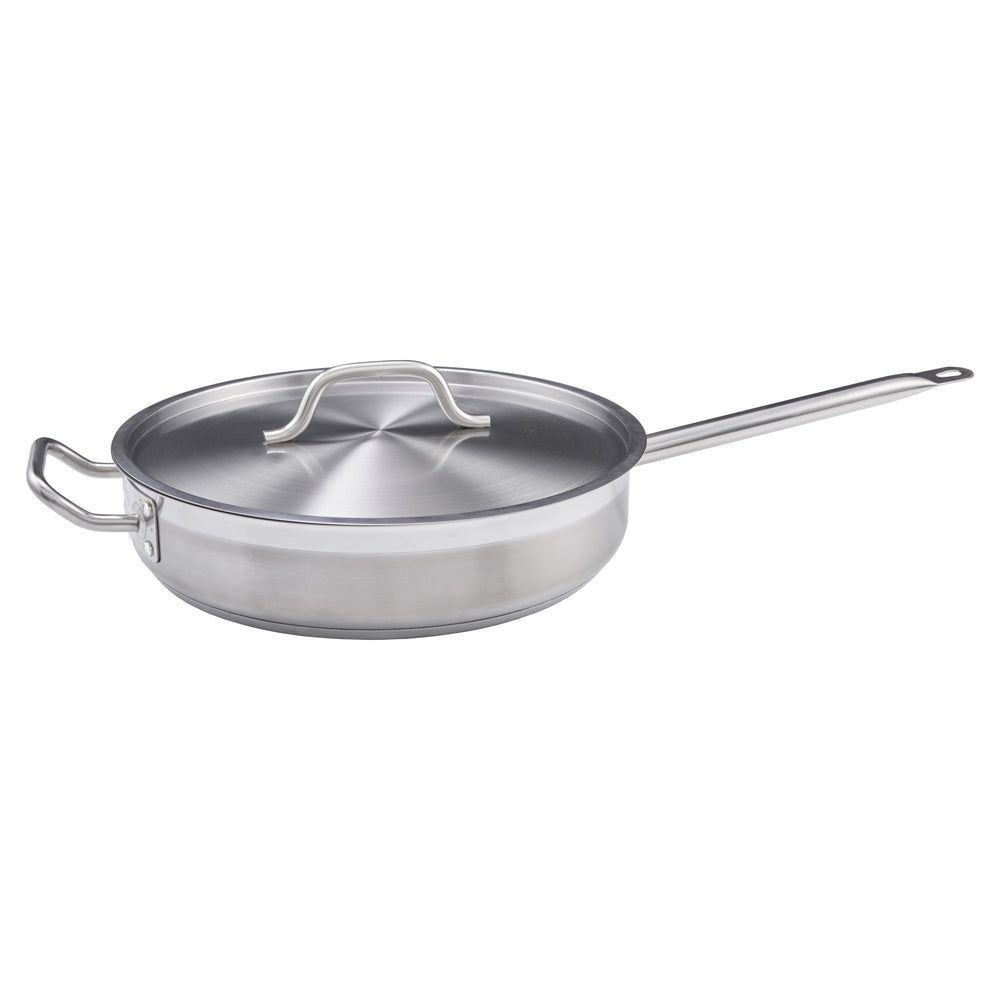Winco 18/8 Stainless Steel Saute Pan With Cover, 7 Quart Capacity -- 4 Per Case