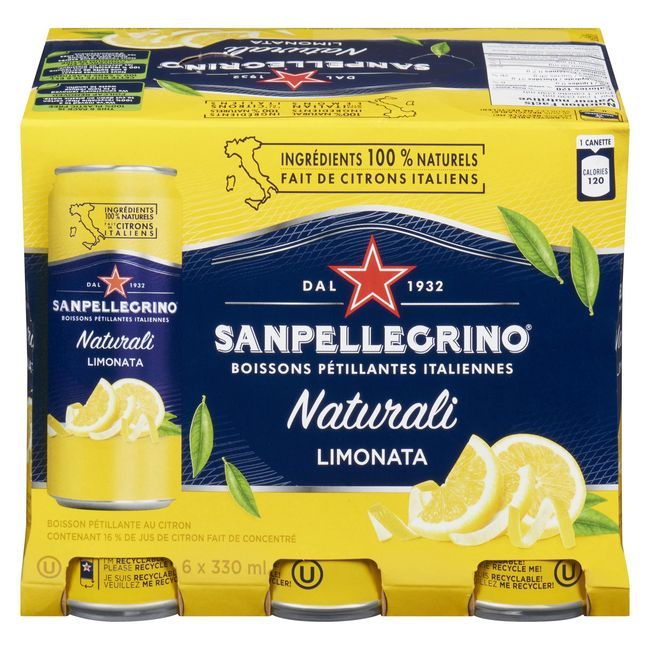 San Pellegrino Boisson Pétillante Naturali Limonata, 330 Ml -- 24 Par Caisse