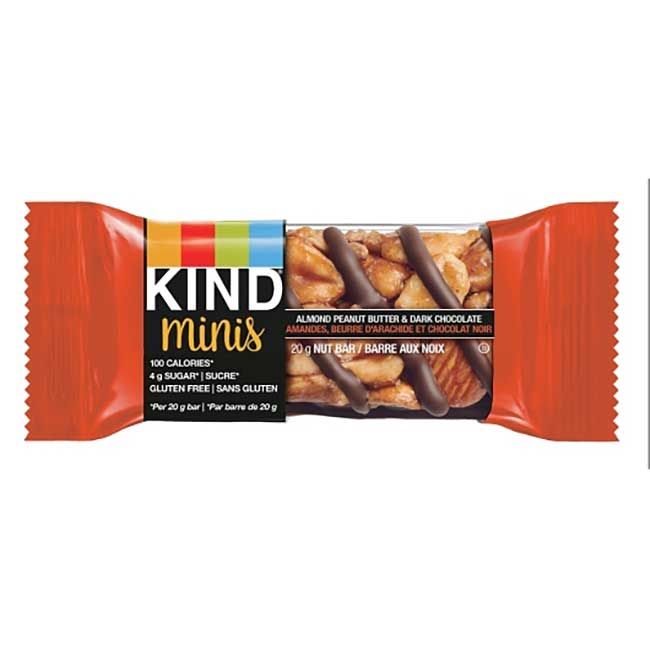 Kind Snacks Minis Barres Aux Amandes, Au Beurre De Cacahuète Et Au Chocolat Noir, 20 G -- 80 Par Boîte