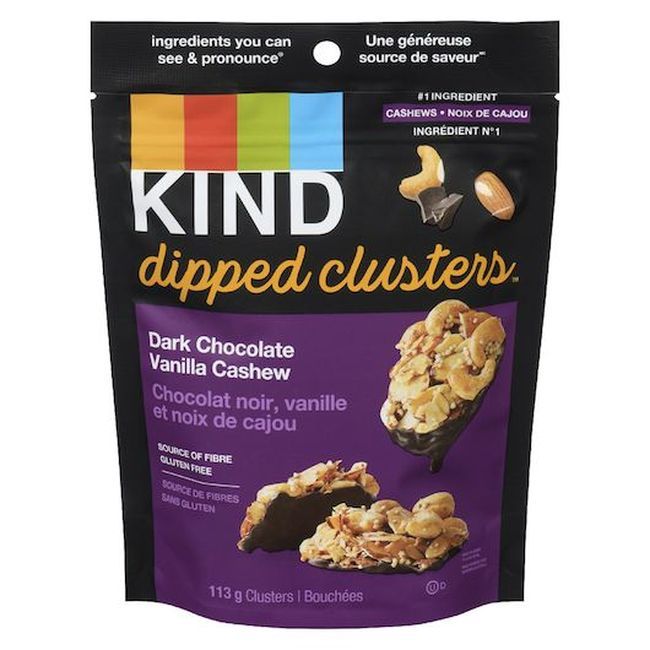 Kind Snacks Grappes De Noix De Cajou Trempées Dans Du Chocolat Noir Et De La Vanille, 113 G -- 8 Par Caisse
