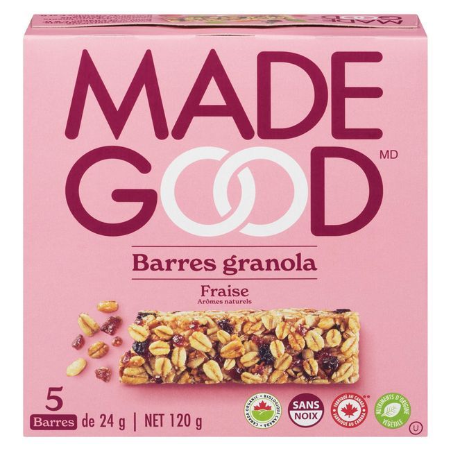 Madegood Barre Granola Aux Fraises Biologiques, 24 G -- 30 Par Boîte