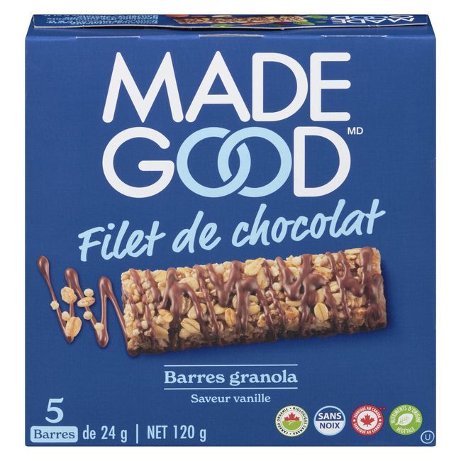 Madegood Barre Granola Nappée De Chocolat À La Vanille, 120 G -- 6 Par Boîte
