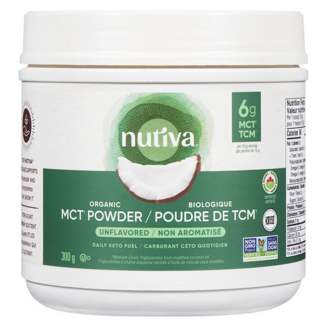 Nutiva Poudre Mct Biologique Non Aromatisée, 300 G -- 6 Par Boîte