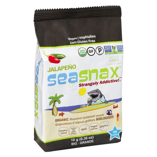 Seasnax Organic Jalapeno Grab And Go Seaweed Snack, 10 G -- 12 Per Case