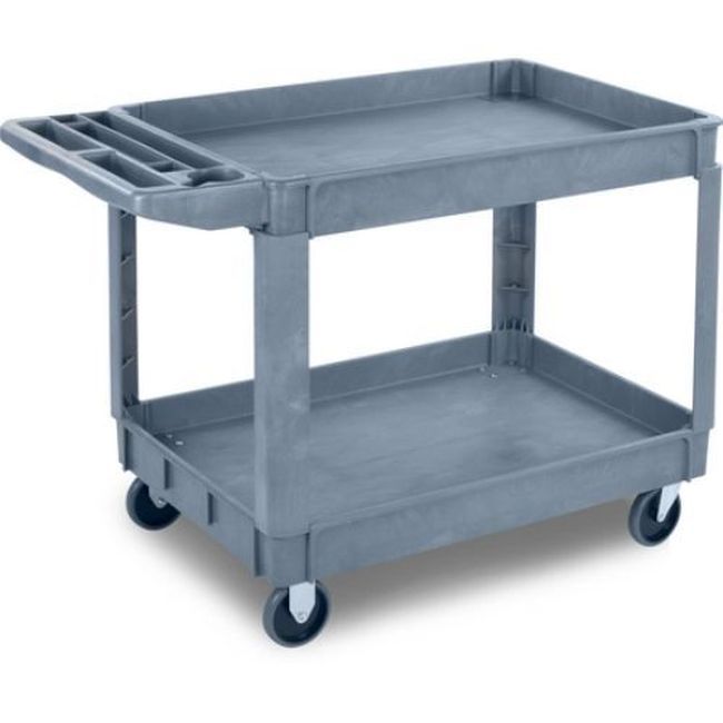 Carlisle Uc452523 Polypropylene Gray Bin Top 2 Shelf Utility Cart, 45 X 25 In