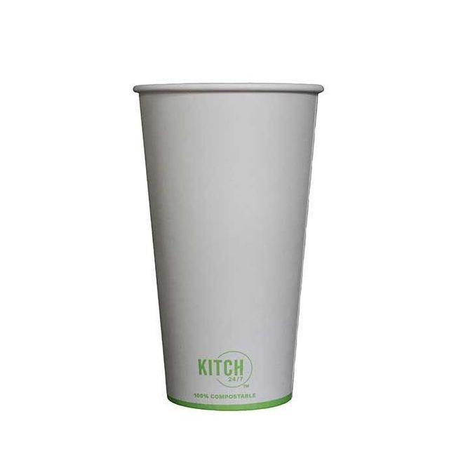 Kitch 24/7 Gobelet En Papier Compostable Blanc Pour Boissons Chaudes, 20 Oz -- 1 000 Par Caisse