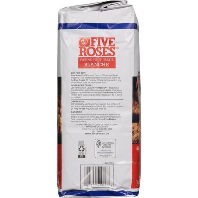 Five Roses Farine Blanche Tout Usage, 5 Kg -- 5 Par Caisse
