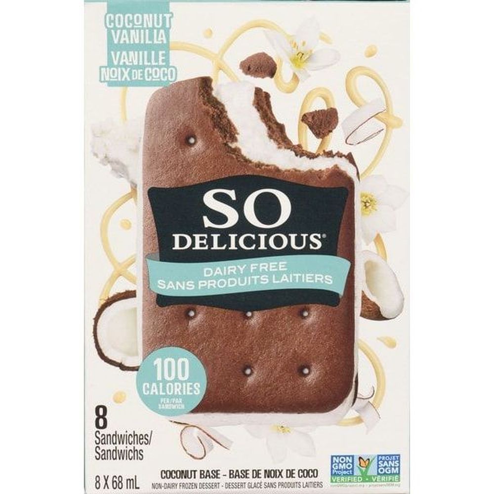 So Delicious Coconut Milk Vanilla Sandwich Frozen Dessert, 355 G -- 6 Per Case