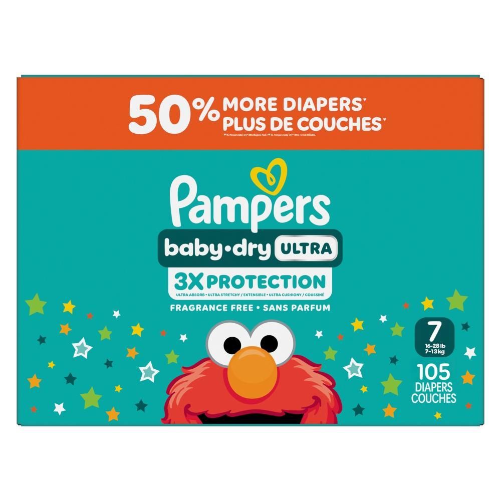 Pampers Baby Dry Size 7 Mega Xxl Ultra Diaper, 105 Count