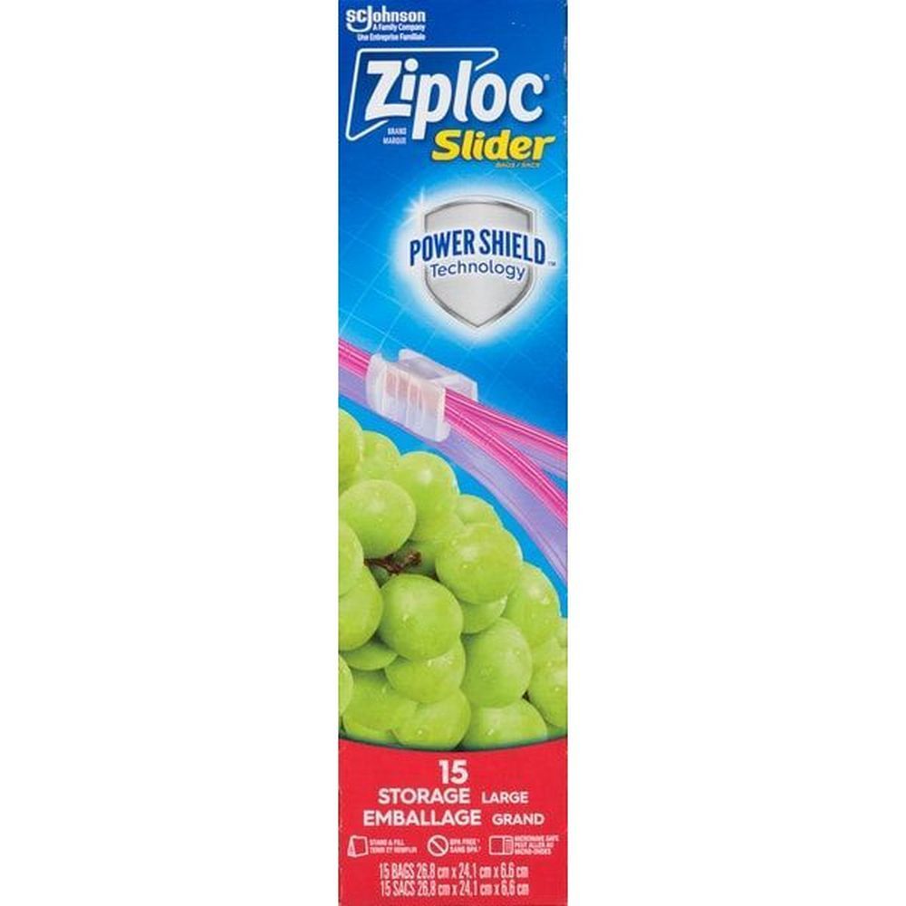 Ziploc Grand Sac De Rangement Coulissant, Lot De 15 (12 Par Carton)