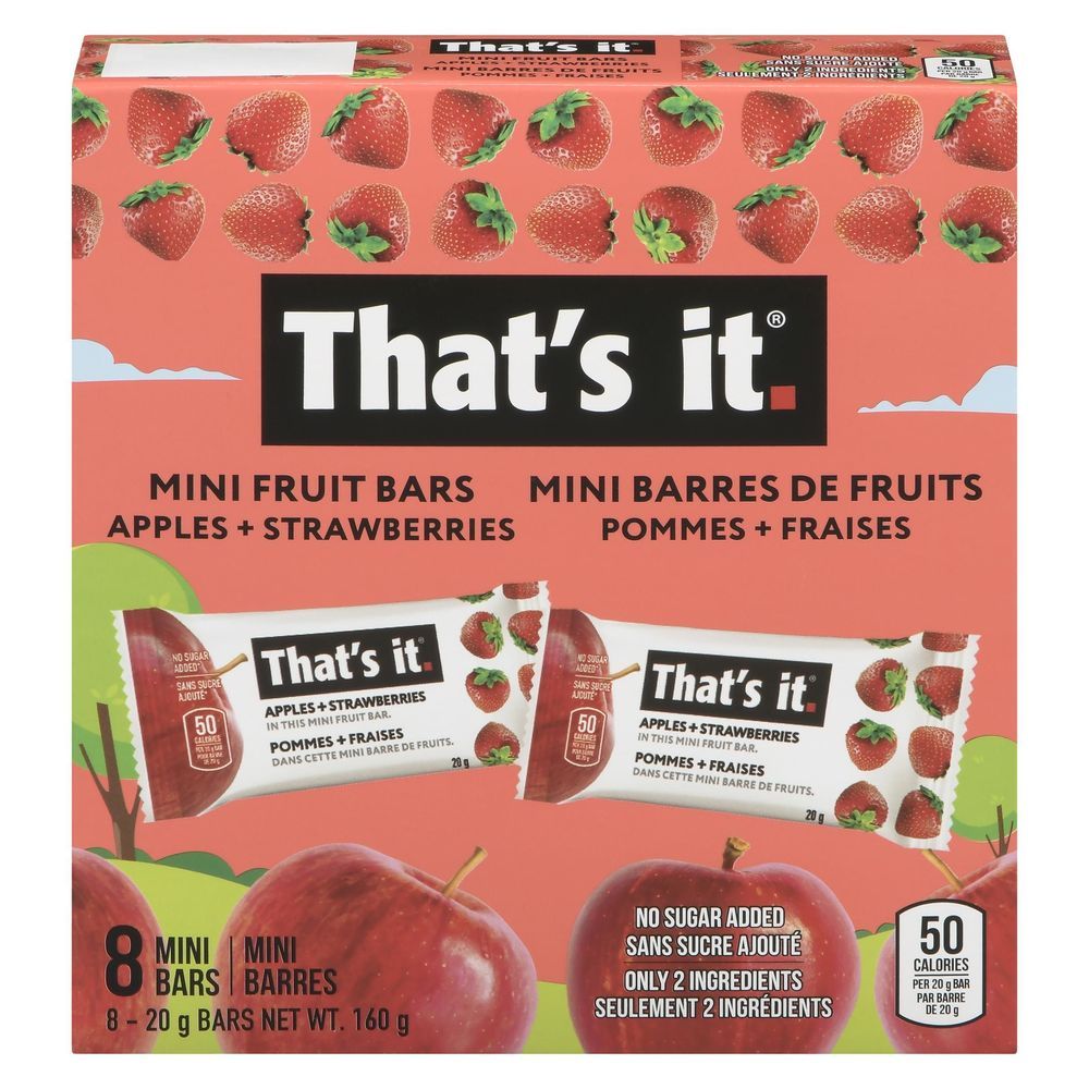 That's It Mini Strawberry Apple Fruit Bar, 160 G -- 6 Per Case