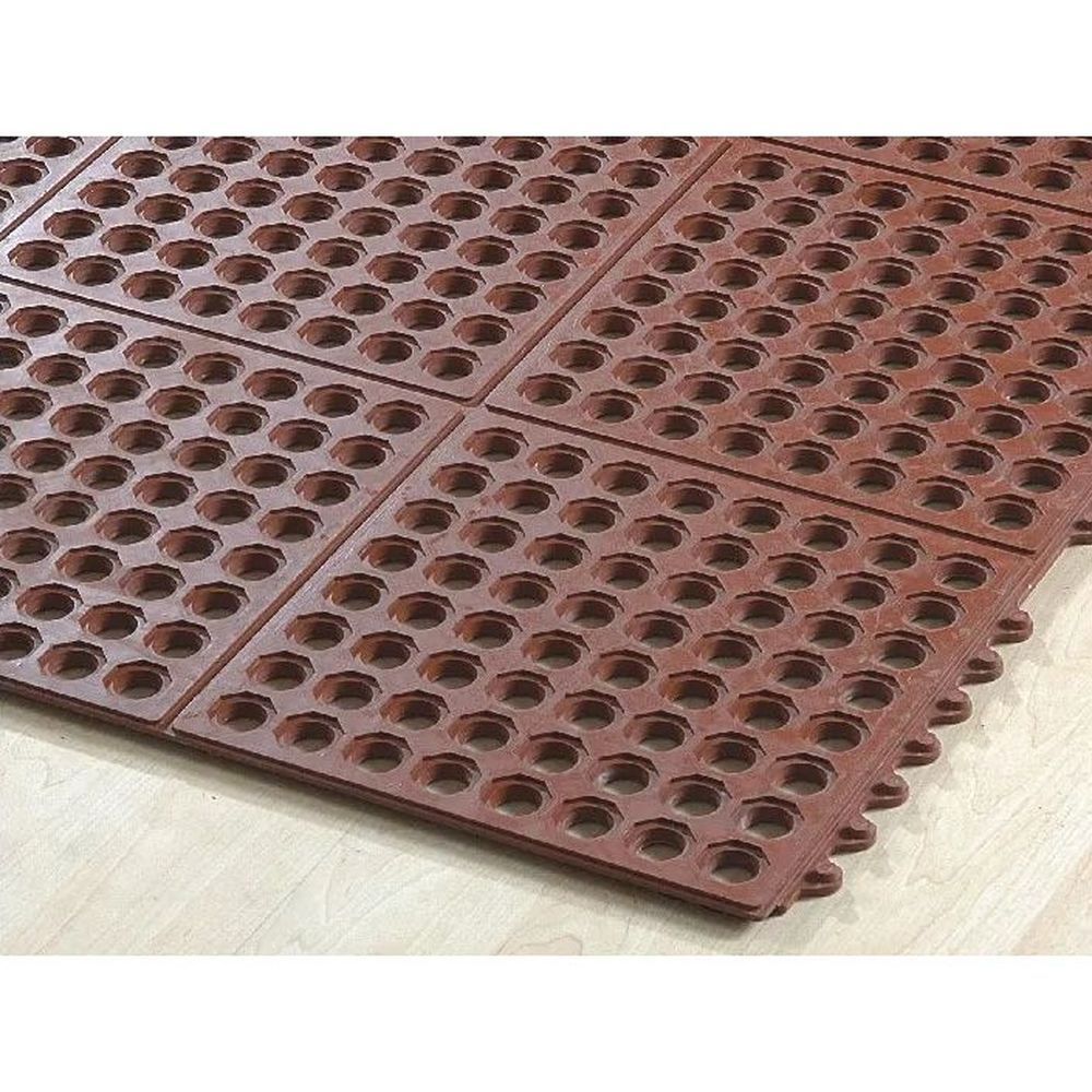 Happy Mat Tapis Anti-fatigue Emboîtable En Caoutchouc Terracotta Résistant Aux Graisses, 91 X 91 Cm