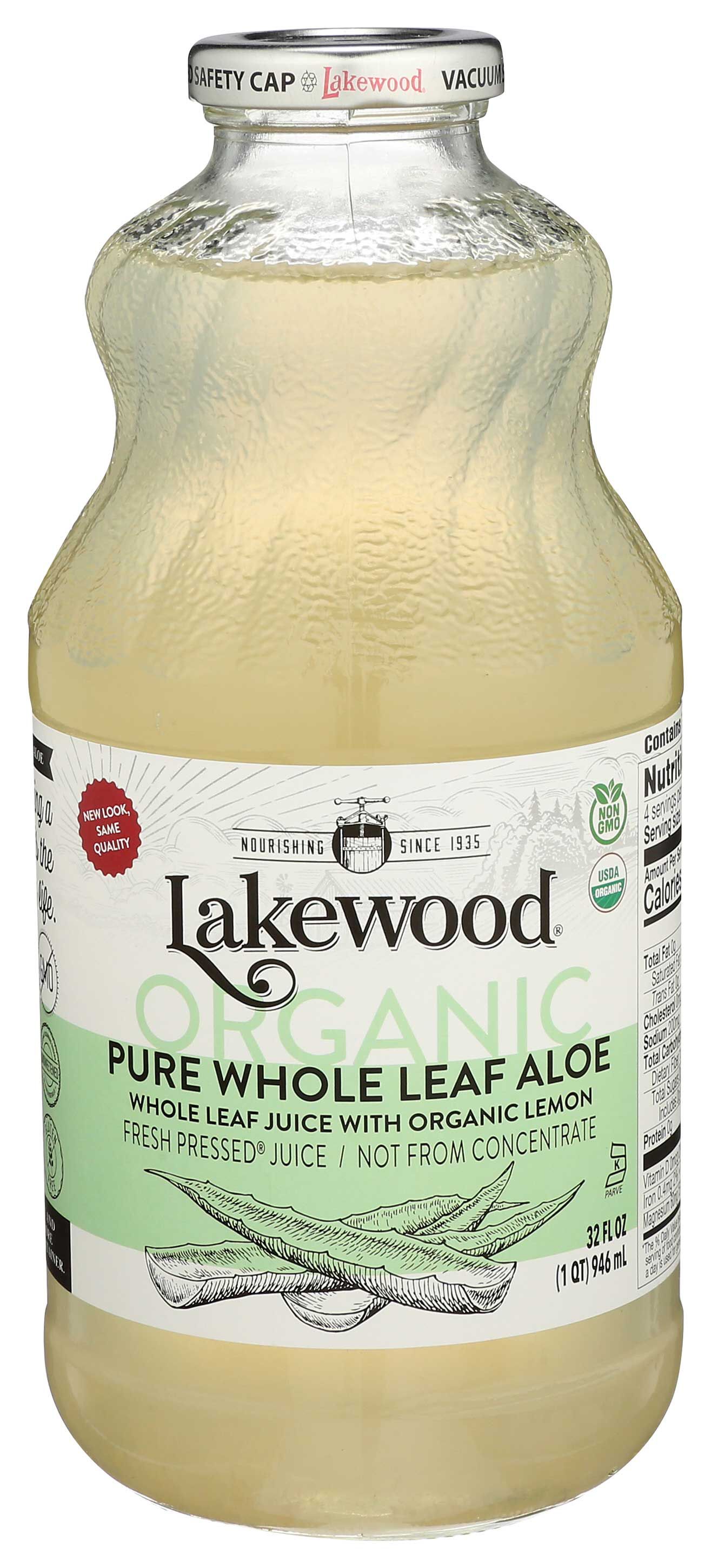 Lakewood Organic Whole Leaf Aloe Juice, 32 Ounce