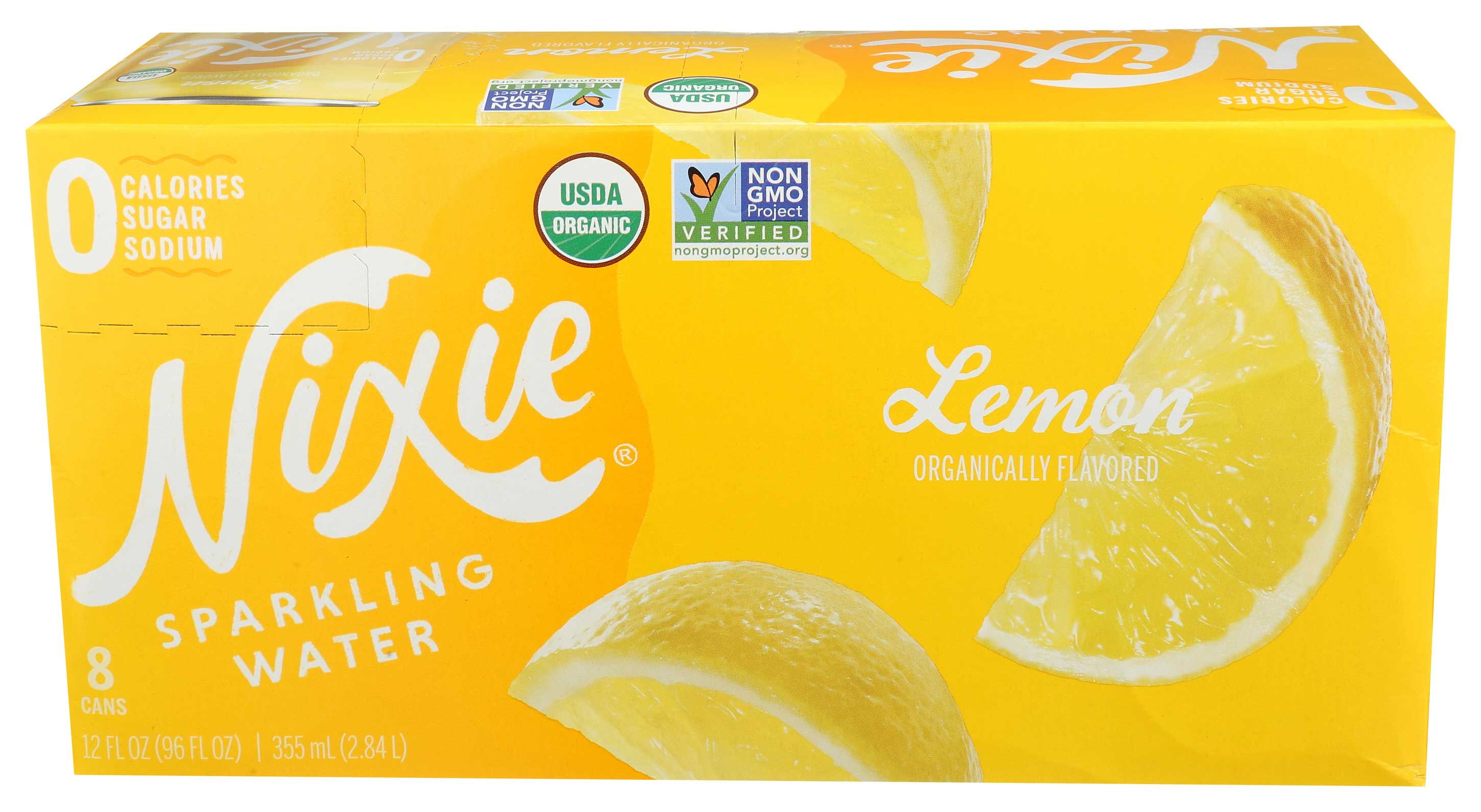 Nixie Organic Lemon Sparkling Water, 12 Fluid Ounce, 8 Count -- 3 Per Case