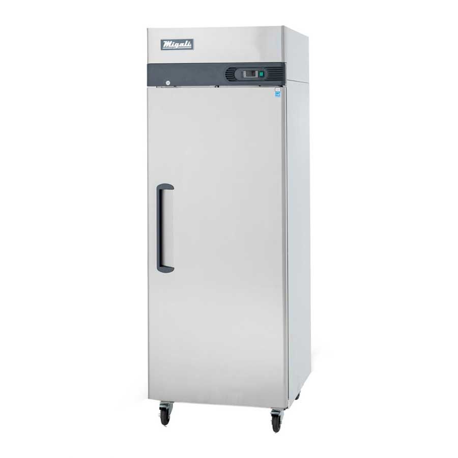 Migali Stainless Steel 1 Door Reach-in Freezer With 3 Adjustable Shelves, 28.7 Inch Width X 33.2 Inch Depth X 83.8 Inch Height