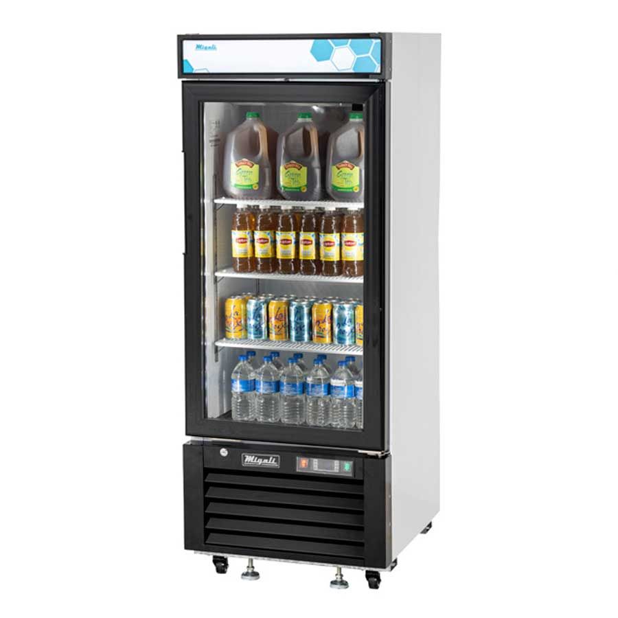 Migali Powder Coated Steel 1 Glass Door Merchandiser Refrigerator With 4 Adjustable Shelves, 24.25 Inch Width X 24 Inch Depth X 60.25 Inch Height