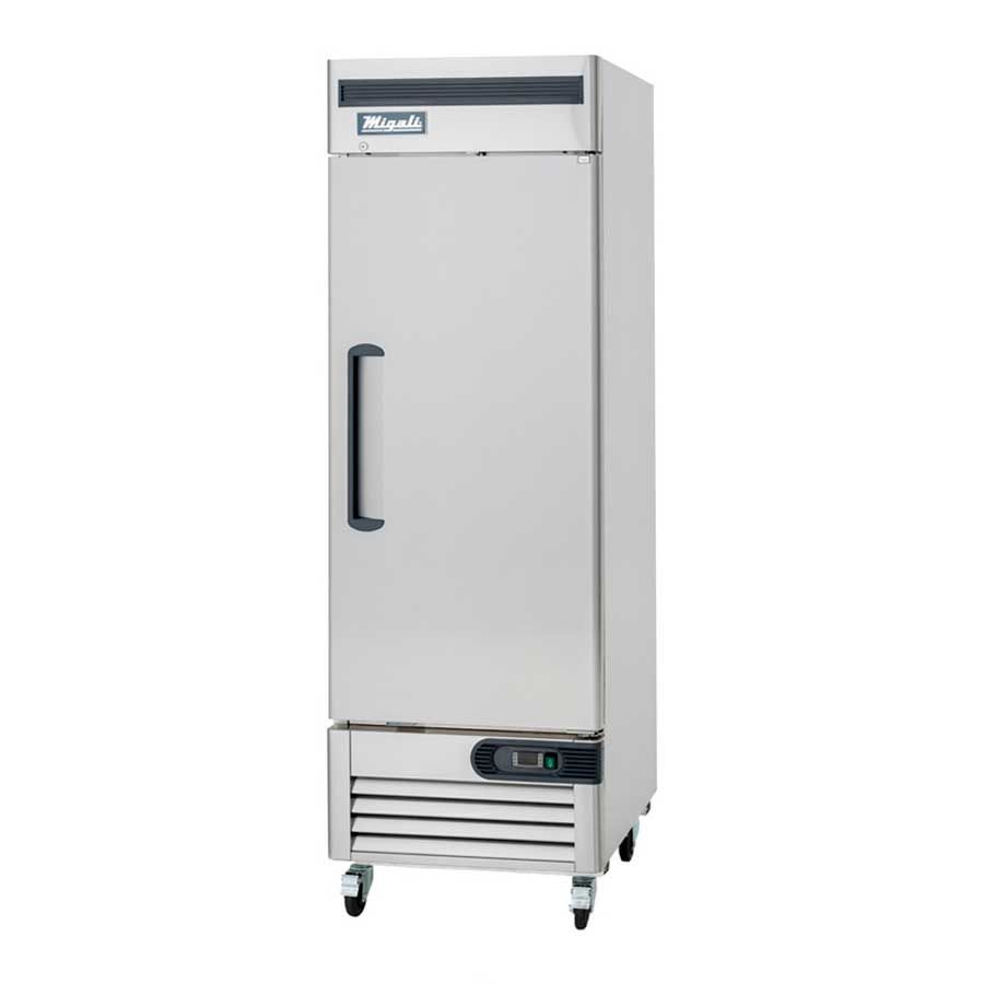 Migali Stainless Steel 1 Door Reach-in Refrigerator With 3 Adjustable Shelves, 27 Inch Width X 31.5 Inch Depth X 83.2 Inch Height