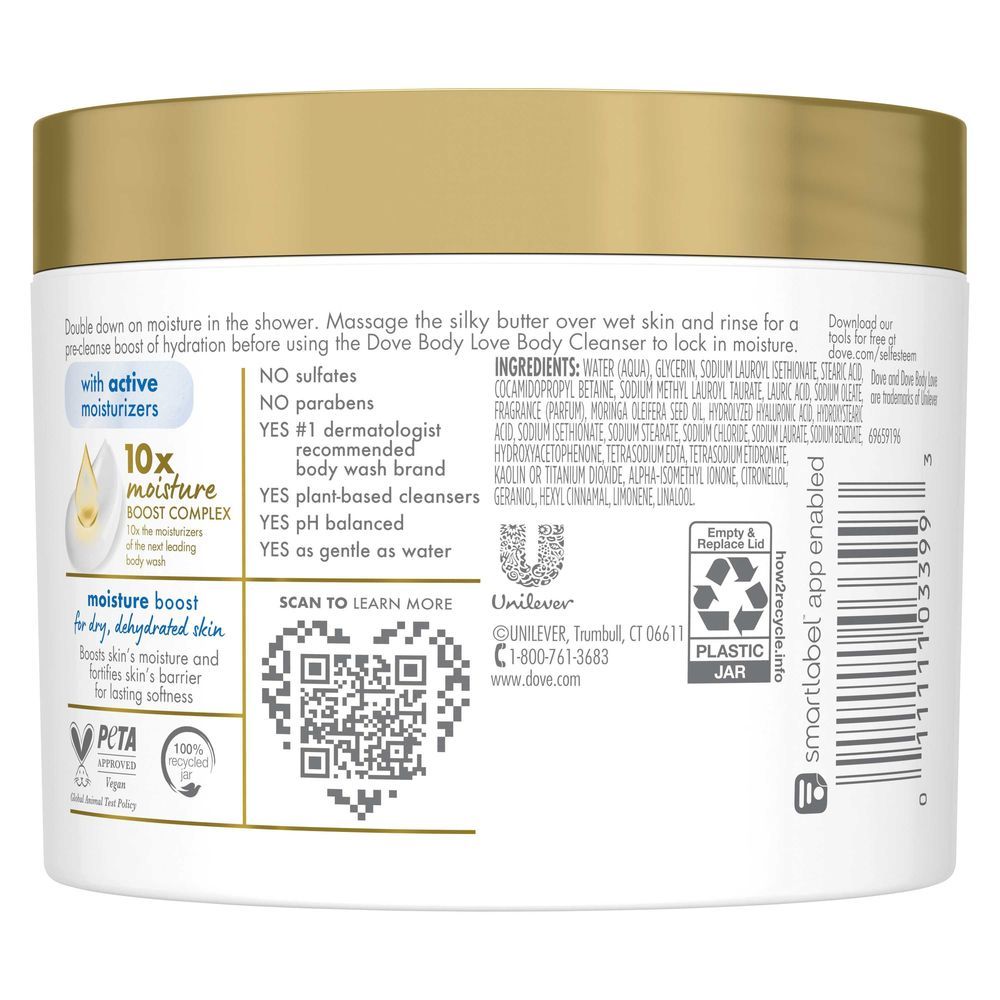 Dove Body Love Moisture Boost Cleanser Shower Cleansing Butter, 10 Ounce -- 12 Per Case