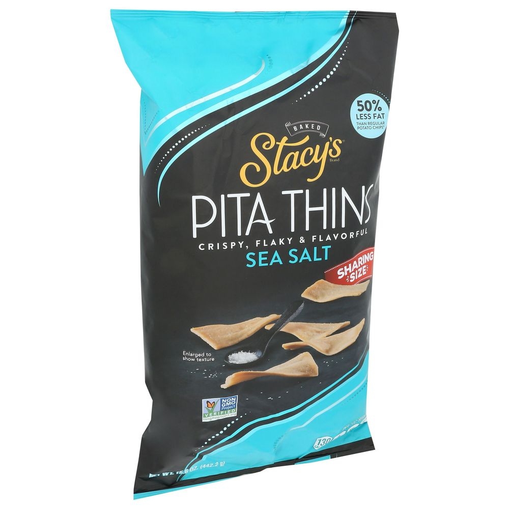Stacys Sea Salt Pita Thins - Sharing Size, 15.6 Ounce -- 6 per case
