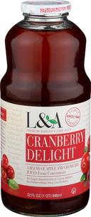 L and A Cranberry Delight Juice, 32 Fluid Ounce -- 6 per case
