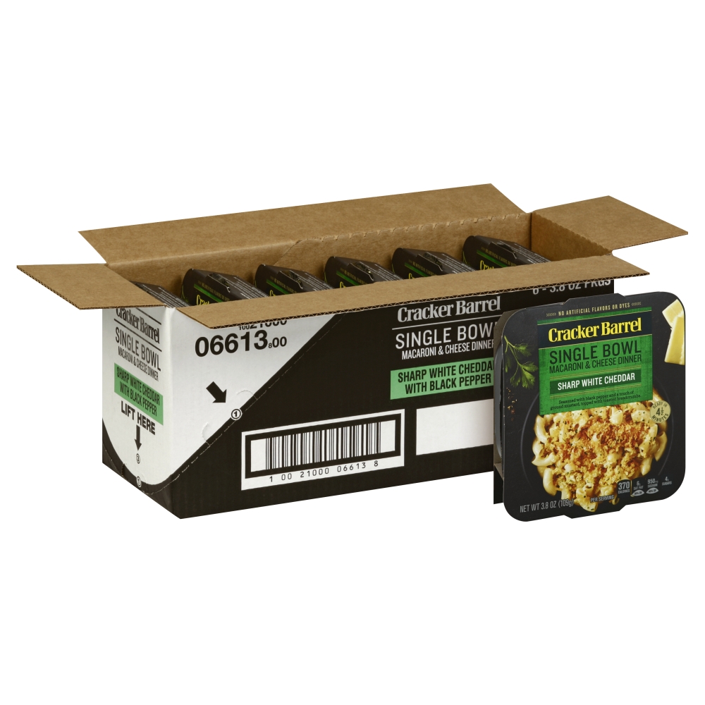 Cracker Barrel Sharp White Cheddar Macaroni and Cheese Liquid Dinner, 3.8 Ounce -- 6 per case.