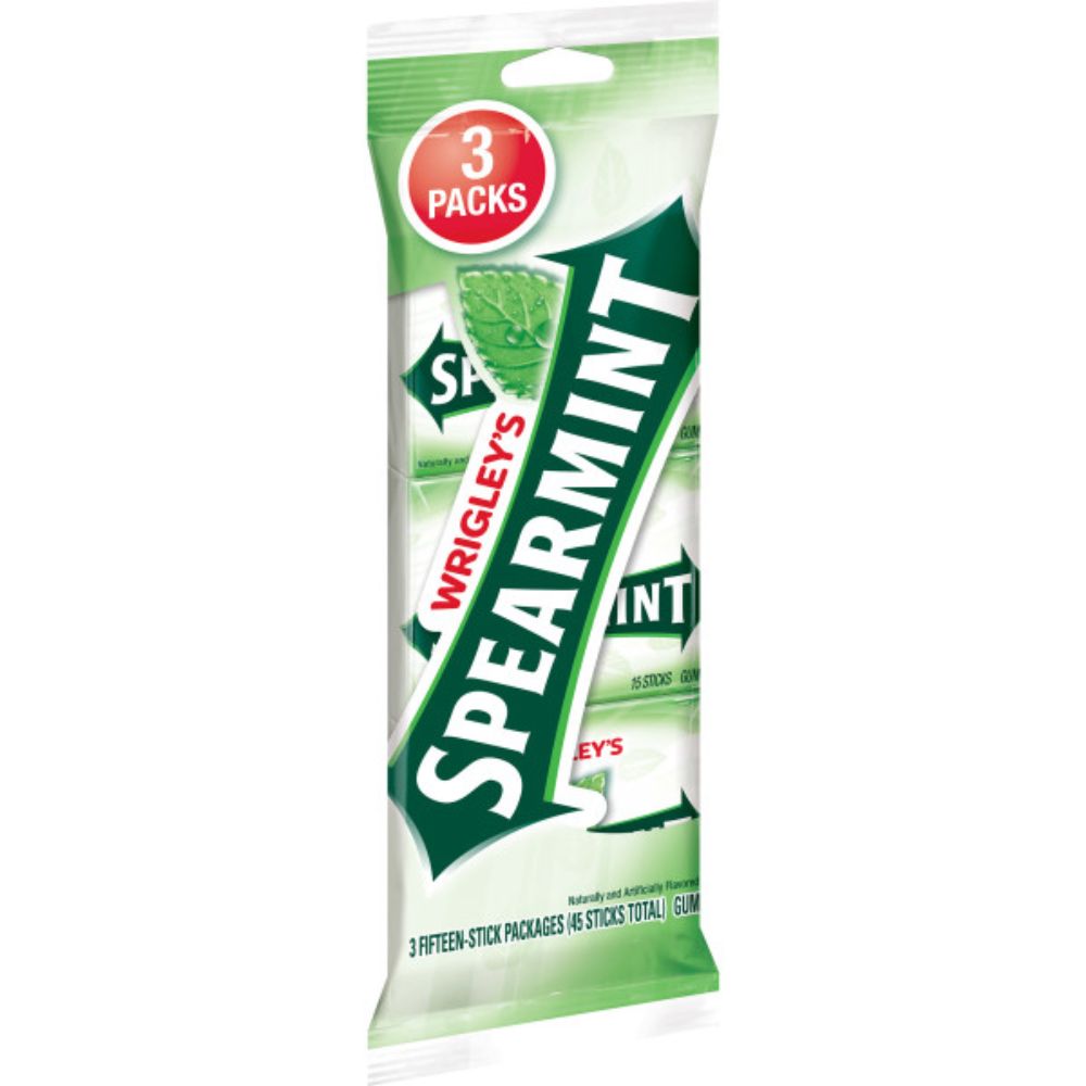 Spearmint Gum, 3 Count -- 60 Per Case