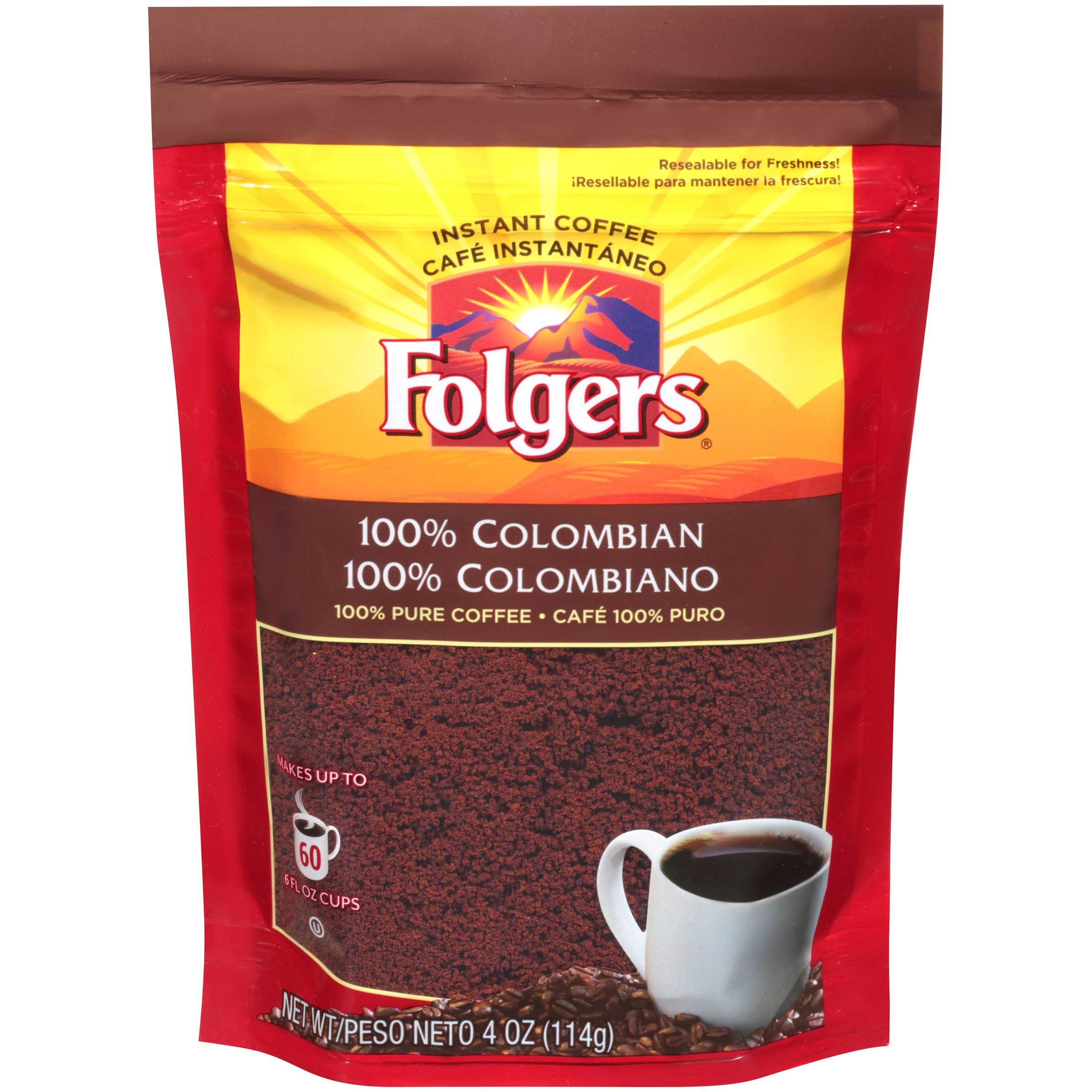 Folgers 100 Percent Colombian Instant Coffee, 4 Ounce -- 24 Per Case