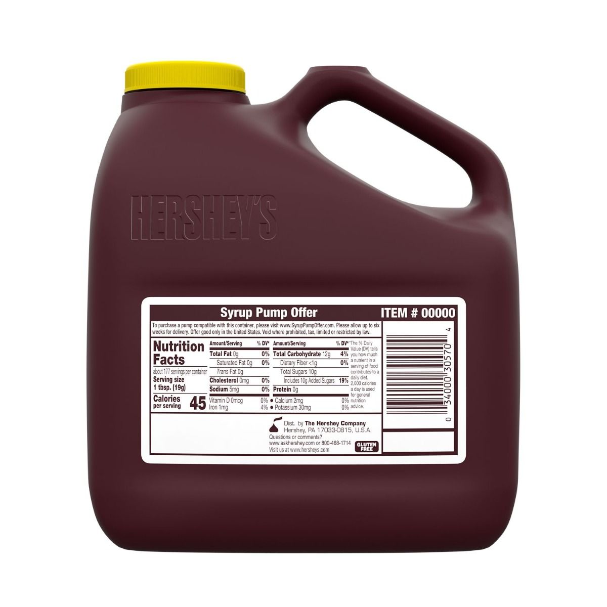 Hershey's Chocolate Syrup Jug, 7.5 Pound -- 6 Per Case