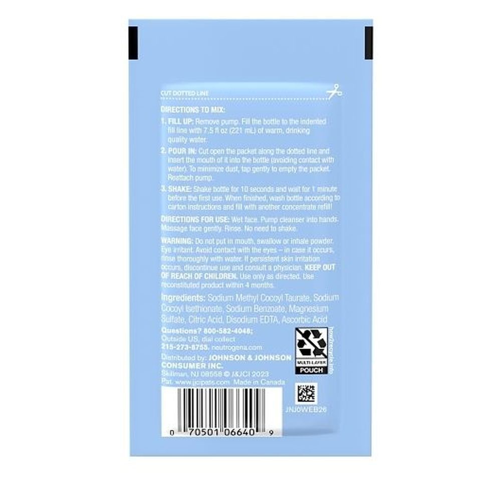 Neutrogena Gentle Foaming Facial Cleanser Concentrate, Refill Pack, 0.23 Ounce -- 36 Per Case