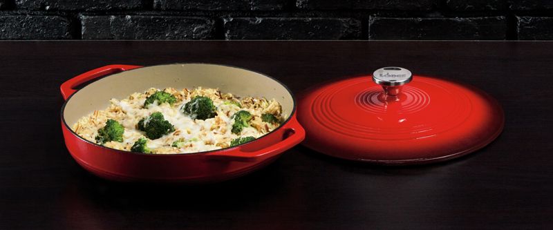 Lodge Red Enamel Casserole, 3.6 Quart
