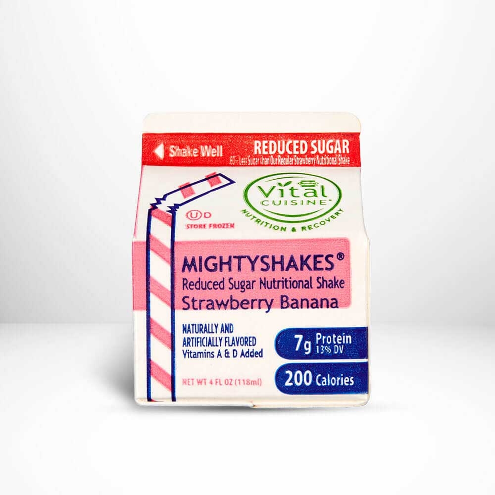 MightyShakes Reduced Sugar Strawberry Banana Shake Beverage, 4 Ounce -- 50 per case.