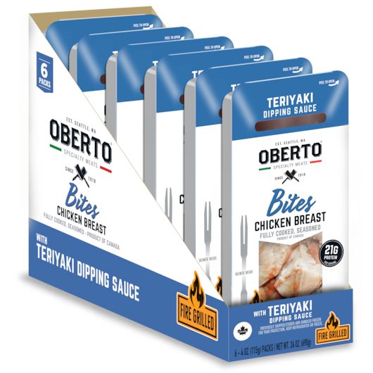 Oberto Chicken Bites With Teriyaki Dipping Sauce, 4 Ounce -- 30 Per Case