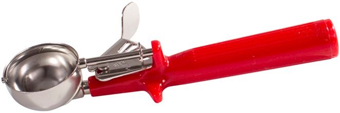 Winco Deluxe Stainless Steel One-piece Red Handle Size 24 Ice Cream Disher, 1 1/3 Ounce -- 36 Per Case