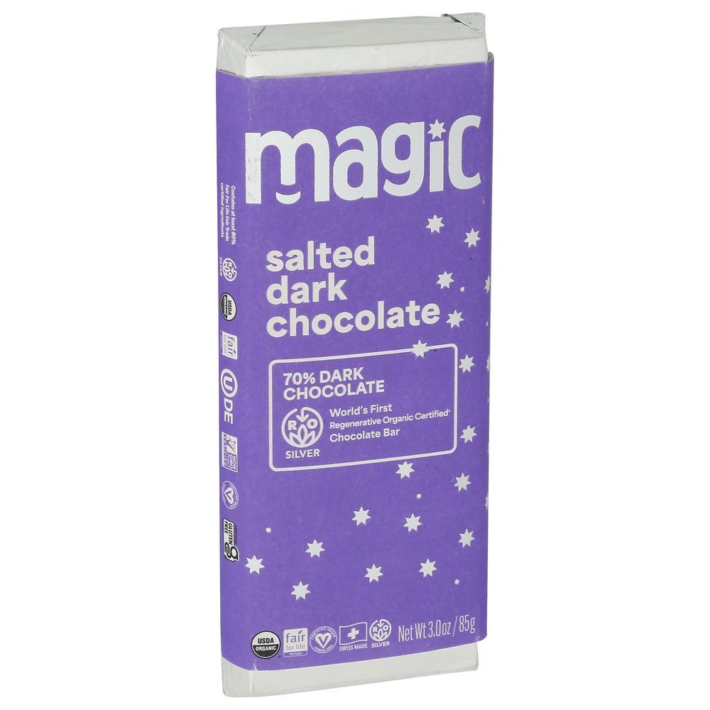 Dr Bronners Magic 70 Percentage Salted Dark Chocolate Bar, 3 Ounce -- 12 Per Case